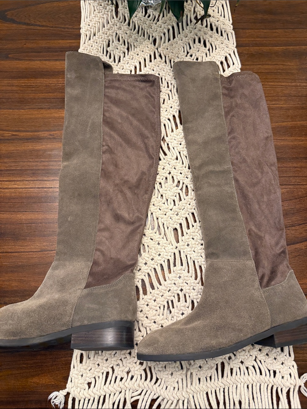Lucky Brand Over-the-Knee Suede Boots in Taupe